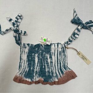 Ocean Drive Blue and Pink Tie-Dye Crop Top